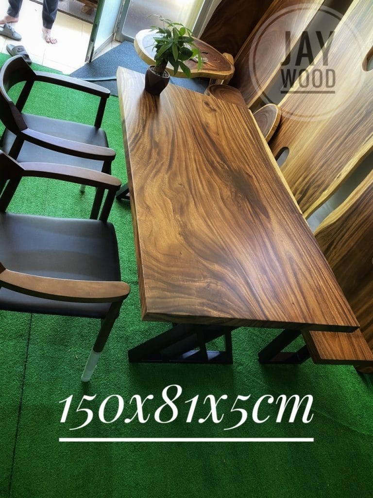 bàn ăn 4 ghế gỗ me tây nguyên tấm